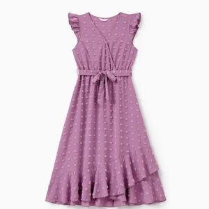 Dresses Ruffle Sleeve Purple Belted Summer Dress